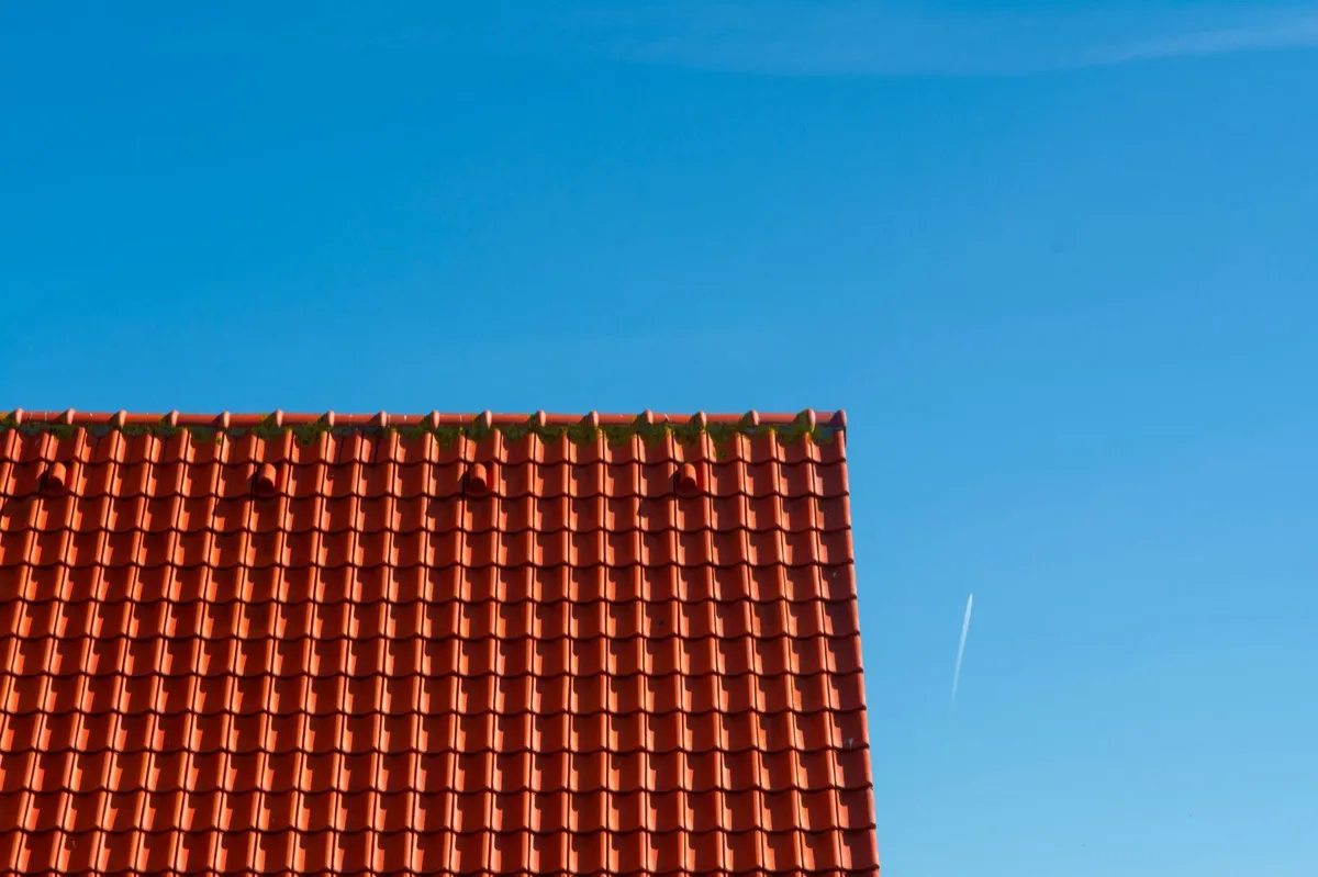 Tile roof gable in full sun, the kind of exposure that sets roof life in Concord, CA